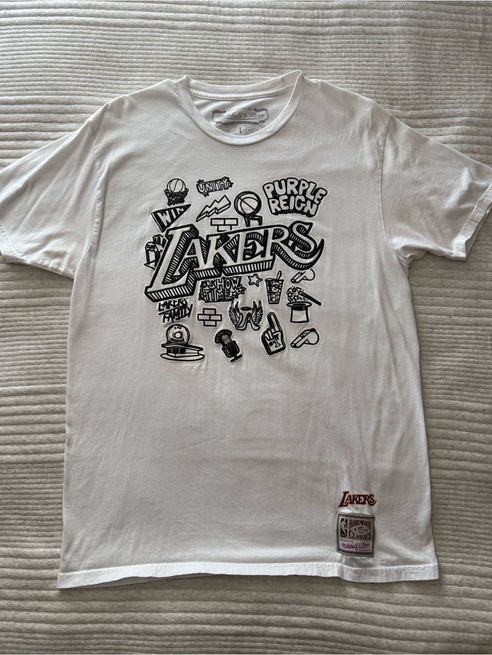 Sz L - Los Angeles Lakers Mitchell & Ness Hardwood Classics Shirt Short Sleeve